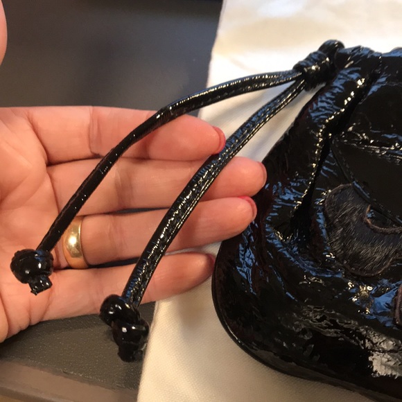 Hayden-Harnett  Black Patent Leather Clutch Floral VEGAN NYC Designer - Picture 6 of 7